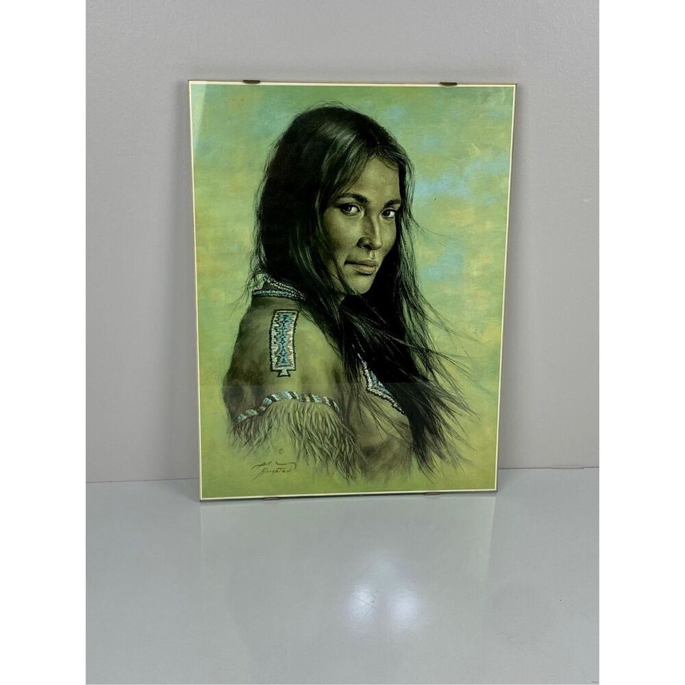 Bill Hampton Native American Woman The Great Man's Daughter Print In Glass Frame
